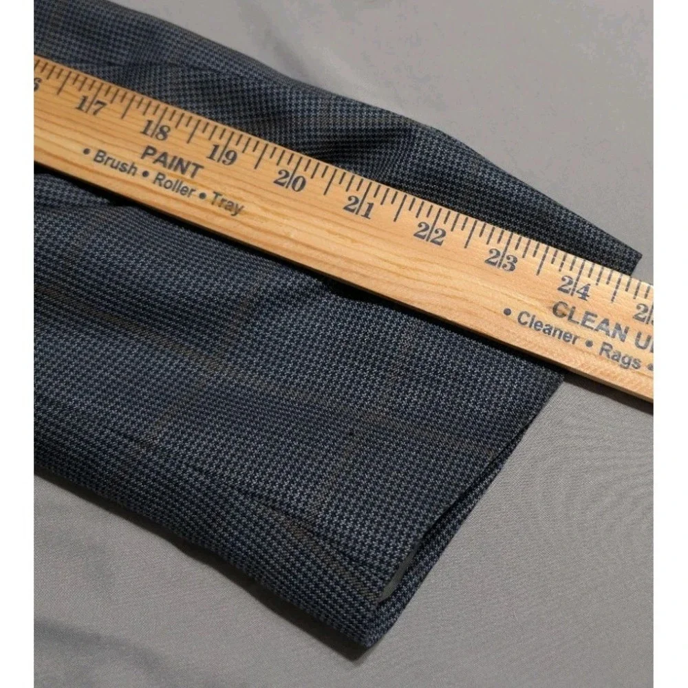 Peter Millar Sport Coat Blazer 46T Blue Windowpane Wool Silk Linen Made Canada
